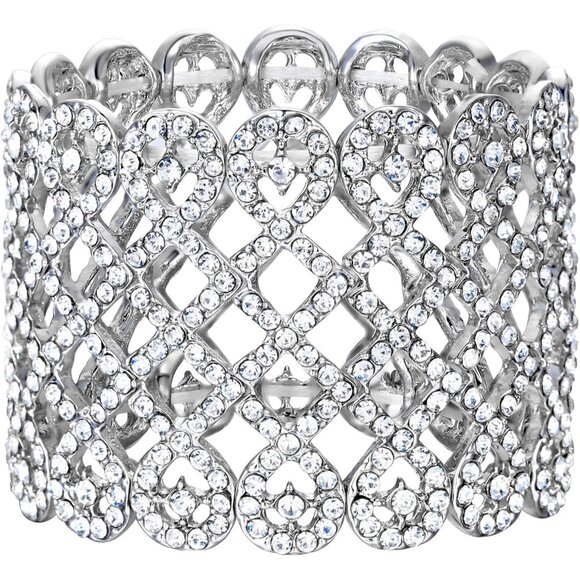 Art Deco Love Knot Stretch Bridal Bracelet - Stunning Austrian Crystal Design - Picture 1 of 7